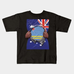 Aruba Flag Australian Flag Ripped - Gift for Aruban From Aruba Kids T-Shirt